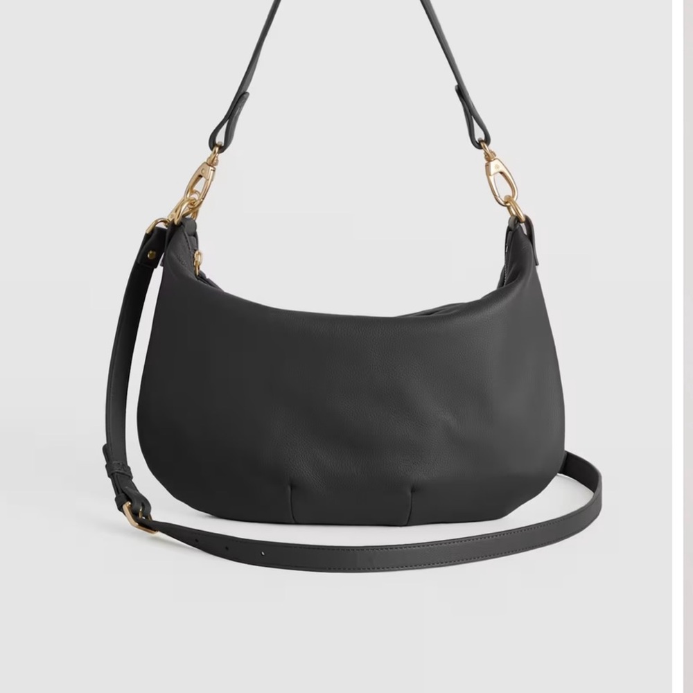 Quince Italian Leather Convertible Crescent
Shoulder Bag Black